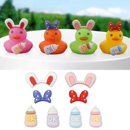 YIBEICO Rubber Duck Dashboard Decoration Car Accessories Rubber Duck Accessories Dashboard Duck Car Decorations Ducks for Dashboard Car Duck (2 Rabbit Ears + 2 Mickey Headdresses + 4 Bottles)