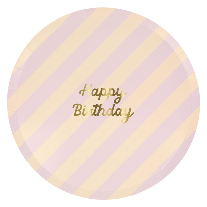 Meri Meri Stripe Happy Birthday Dinner Plates (Pack of 8)
