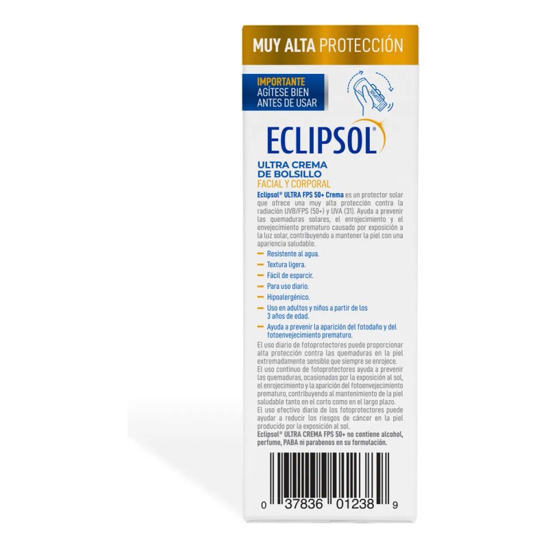 Eclipsol Ultra Crema Protector Solar Facial Corporal Fps50 Hipoalergénico Textura