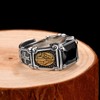 Ysrpoud Rings, real 925 sterling silver black stone ring, man