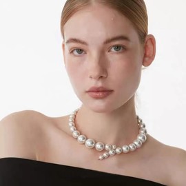Vintage Elegance Pearl Choker Necklace for Women, Light Luxury Pearl Open Adjustable Choker Necklace Jewelry