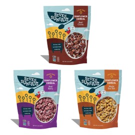 Seven Sundays Sunflower Cereal, Variety Pack, 8 Oz Bag (Pack of 3), Grain & Gluten Free, Upcycled Protein, Maple Sea Salt, Real Berry, Real Cocoa