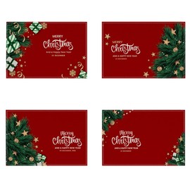 MinniLove Christmas Tree Pattern Placemats Nordic Linen Absorbent Thick Heat Insulation Table Scandinavian Placemats Coasters Christmas Table Decoration for Daily Restaurant Hotel (B-4pcs)