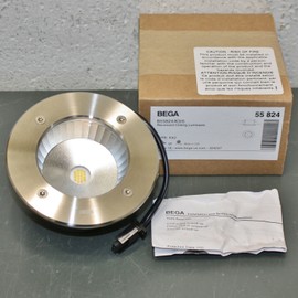 BEGA Recessed Ceiling LED Downlight Kit 55824, 120-277V Exterior Wide, Stainless