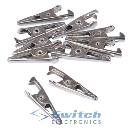 10 x Miniature Stainless Steel Alligator Crocodile Test Clip Connector 27mm Hobby DIY Electronics