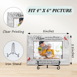 BXVRT Mom Memorial Photo Frame Gifts, Your Life Was A Blessing Themed Remembrance Frames, Cardinal Sympathy Wooden Picture Frame With Stand, Bereavement Condolence Gifts For Loss Of Mother -46