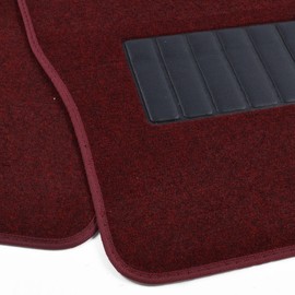 A Set of 4 Universal Fit Plush Carpet Floor Mats for Cars -Burgundy