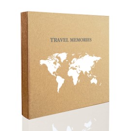 Holoary Photo Album 4x6 500 Photos 5 Pictures Per Page, 500 Pockets 4”x6”, Kraft Paper Cover Travel Design World Map Adventure Vacation