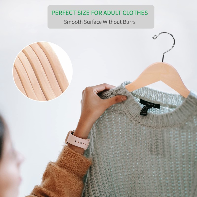 Nature Smile 20 Pack Unfinished Natural Solid Wooden Clothes Hangers