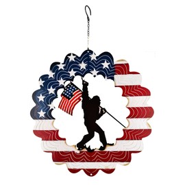 Bigfoot Metal Wind Spinners Funny Bigfoot Gifts Sasquatch Gifts for Men Women, 12 Inch Hanging Garden Decor for Outside Bigfoot Americana Flag Decor July 4th Decorations Outdoor for Garden, Yard