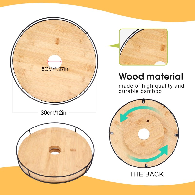 12" Lazy Susan with Umbrella Hole for Outdoor Patio Table