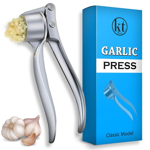 Garlic Press Mincer Ginger Crusher Squeezer Heavy Duty Metal Garlic Presser Chopper Slicer (Classic)