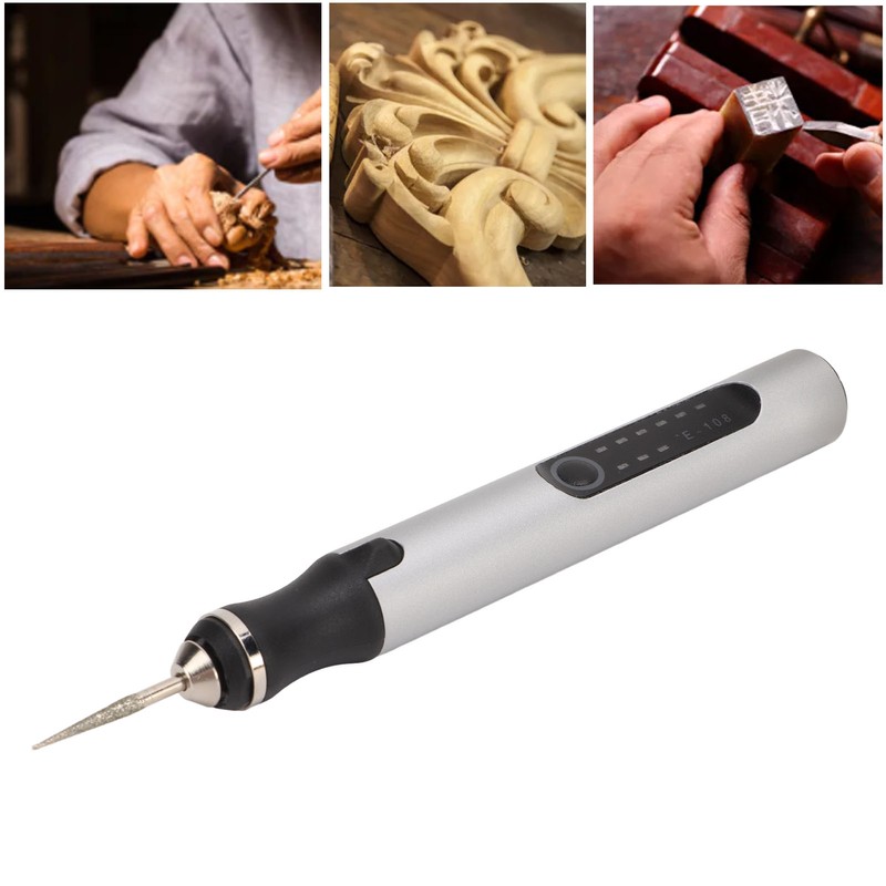 Electric Engraving Pen Aluminum Alloy Silver Mini Micro Engraver with