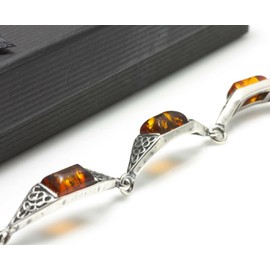 NATURAL BALTIC AMBER STERLING SILVER 925 JEWELLERY Gemstone BRACELET Jewellery For Woman