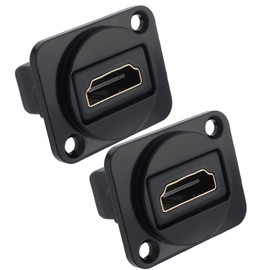 The Lord of the Tools 2pcs HDMI Straight D-type Panel Adapter Connector Female to Female Glod Plated Flat Head Connector for TV Laptop Projector