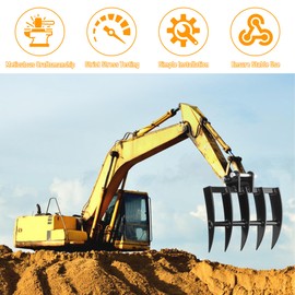 NULTRUMA Mini Excavator Wide Backhoe Rake Attachment for 0.8T-1.5T Mini Excavators | 90mm (3.54") Span | 25mm (0.98") Mounting Holes | Hydraulic Tilt Compatible