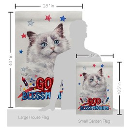 Breeze Decor Patriotic Bicolor Ragdoll Garden House Flag-Kit Cat Kitten Meow Spoiled Paw Fur Pet Nature Farm Animal Creature Decoration Banner Small Yard Gift Double-Sided, Made in USA