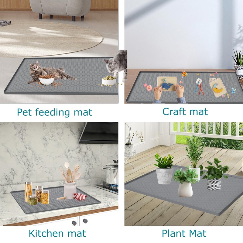 JSXZWOO Cat Litter Mat, Silicone Large Cat Mat for Litter
