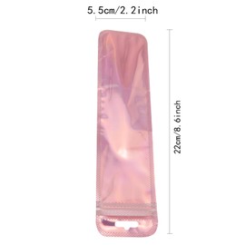 Pro Bamboo Kitchen 100PCS Holographic Bags Trinket Packaging Rainbow Printed Plastic Aluminum Foil Bag 8.6x2.2 inches For Candy Lip Gloss Makeup Brushes Eyeliner Eyebrow Pencils