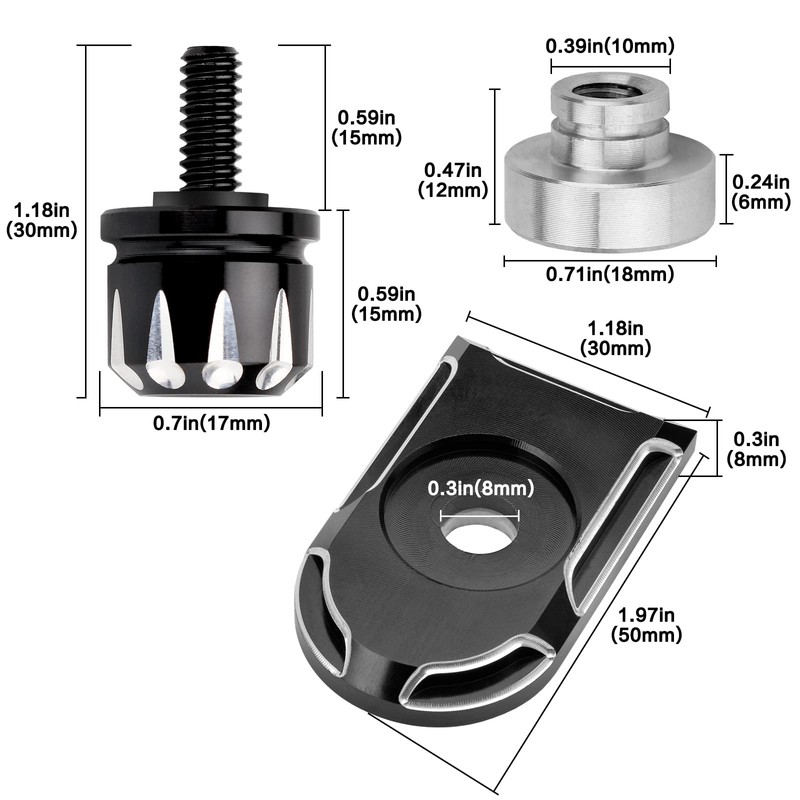 VG MOTO Motorcycle Seat Bolt Nut Tab Kit Screw Mount