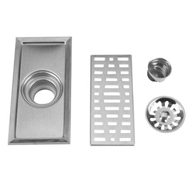 MAGT Floor Drain Stainless Steel 20 x 10 cm Rectangular Shower Drain Bathroom Shower Floor Drain Stainless Steel Shower Drain Kitchen Drain Grille Floor Drain