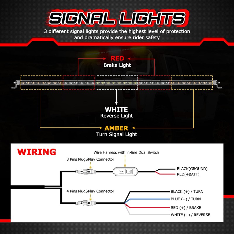 OFFROADTOWN 37 Inch Slim LED Chase Bar Rear LED Strobe