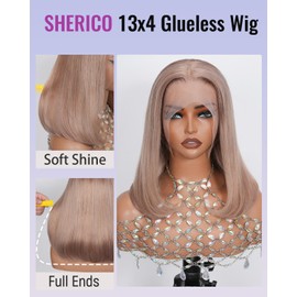 Ash Blonde Bob Wig Human Hair Pre Plucked Lace Front Short Bob Human Hair Wigs for Women Gluelss 13x4 HD Transparent Lace Frontal Wig Deep Parting Silver Blonde Bob Wig 180% Density