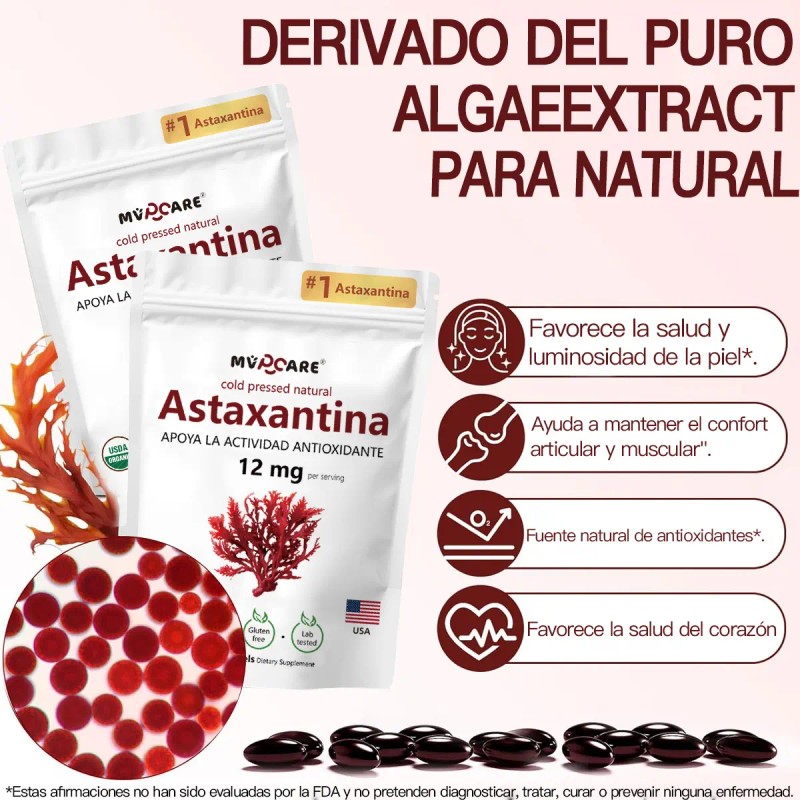 Astaxantina 12mg 300 Cápsulas Blandas Antioxidante Sabor