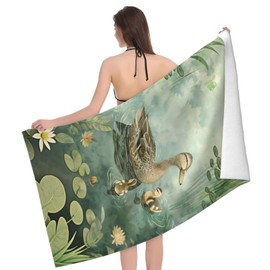 VANZEV Duck Beach Towel 31inx51in, Wildlife Sand-Free Microfiber Bath Towel Ultra Soft Quick Dry Pool Towel Absorbent Towel Lightweight Towel for Swimming Bathroom Decor