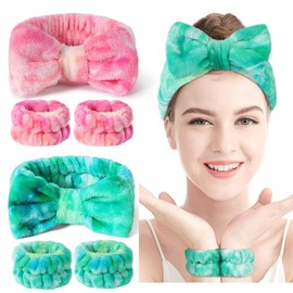 Face Wash Headband and Wristband Set – Soft, Absorbent, Adjustable Headband & Wristbands for Skincare, Makeup, and Spa Routine – Cute, Vibrant Colors, Value Pack