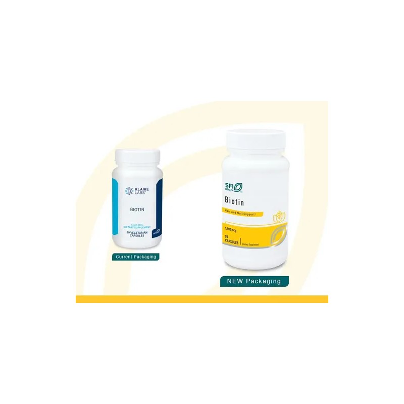 Klaire Labs Biotina 5000mcg Cápsulas Hipoalergénicas Hypoallergenic Biotin Supplement, 90