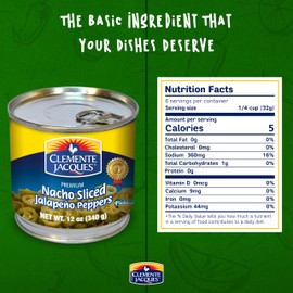 Clemente Jacques Nacho Jalapeno Peppers, Sliced Spicy Jalapeno, 12 oz (Pack of 12)
