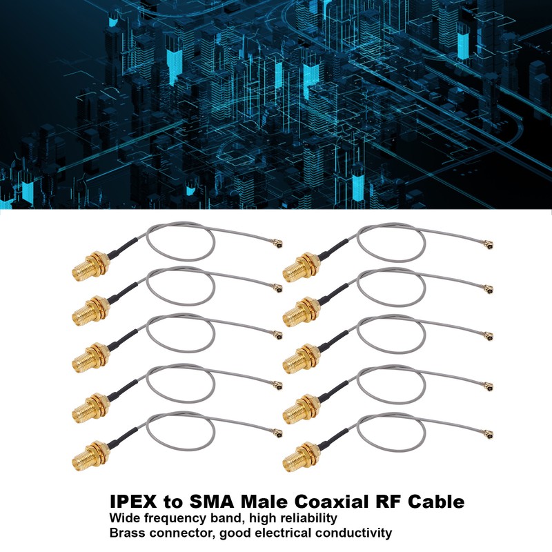 10PCS Coaxial Adapter Cable IPEX to SMA Male Interface RF