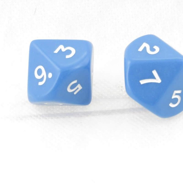Blue Jumbo Dice with White Numbers D10 25mm Pack of 2 Wondertrail