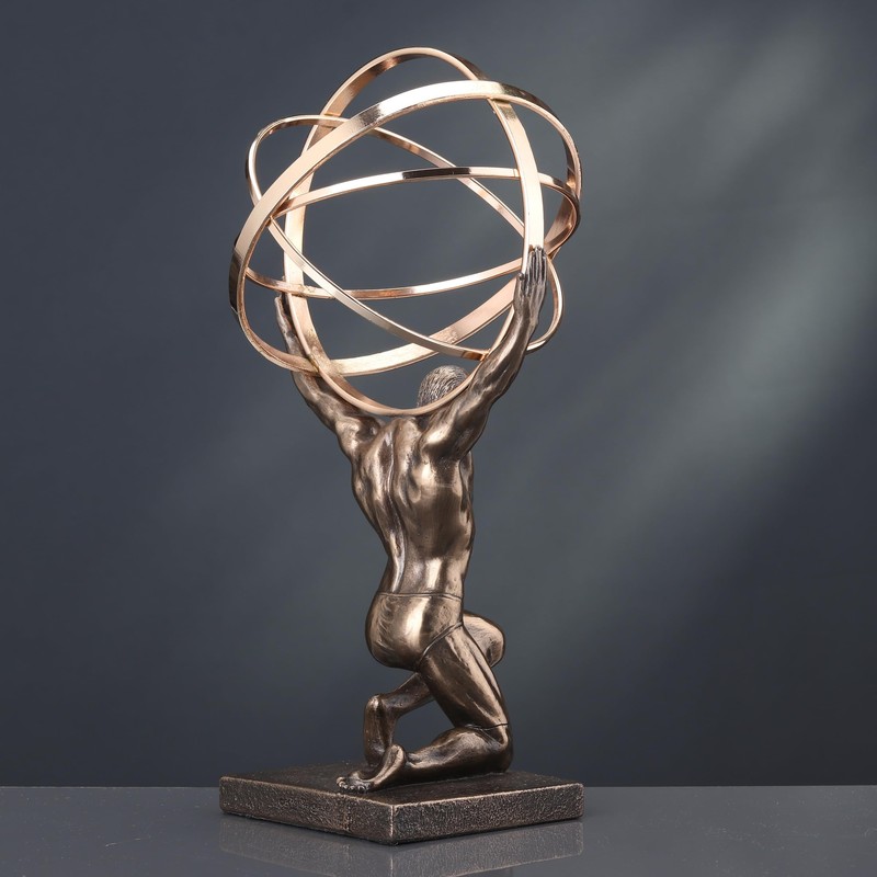 Veronese Design 9 Inch Atlas Carrying Celestial Sphere Statue Cold