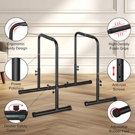MIUDGIG Adjustable Height Parallel Push Up Stand, Parallel Bar Station for Strength Training, Heavy Duty Steel Dip Stand Station, Home Gym Fitness Workout Dip bar Station,Tricep Dips,Pull-Ups,Push-Ups