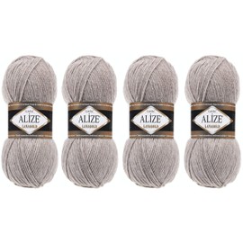 Alize Lanagold Yarn for Crochet, Knitting Crafting Wool,Hand Knitting Yarn Blend Warm Soft Natural Chunky Hand Woven Knitting Crochet Wool Lot of 4 skeins 400gr 1048 yds (207-Light Brown Melange)