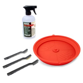 Sili Deluxe Saw Blade Cleaning Kit Includes The Sili Saw Blade Cleaning Tray with Trend CLEAN/500 Tool Cleaner in an 18 Ounce Spray Bottle and The Fulton 3 Piece Assorted Wire Brush Set