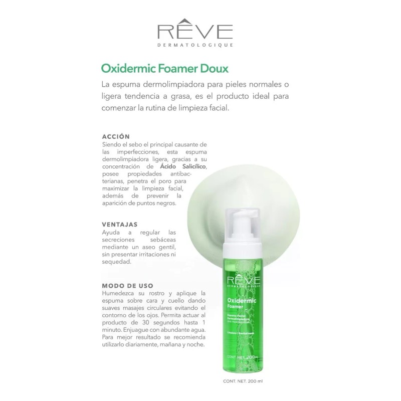 Reve Oxidermic Doux Dermo Limpiador 200ml Jabon Espuma