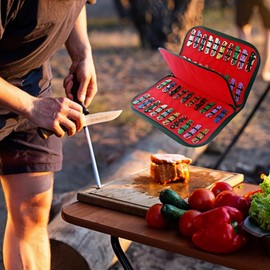 Voyboced Knife Display Case for 40 Pocket Knives, Folding Knives Storage Organizer, Small Knives Collection Carrier Bag for Men Survival Tactical EDC Mini Knife (Case Only)