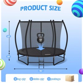 MAGIC UNION Trampoline 8FT 14FT Recreational Trampoline with Safety Enclosure Net & Ladder - 8FT