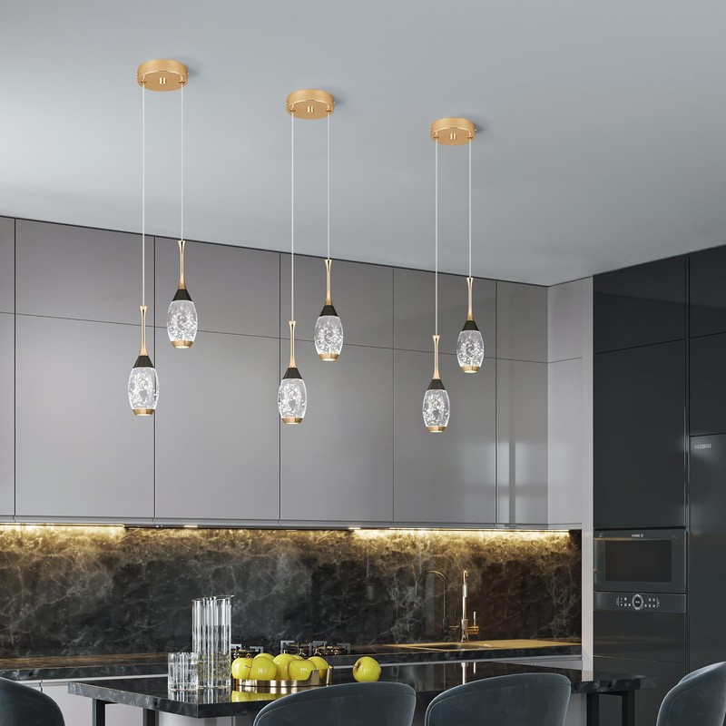 BBLLWJ Modern Black Gold Pendant Light Dimmable LED Ceiling Light
