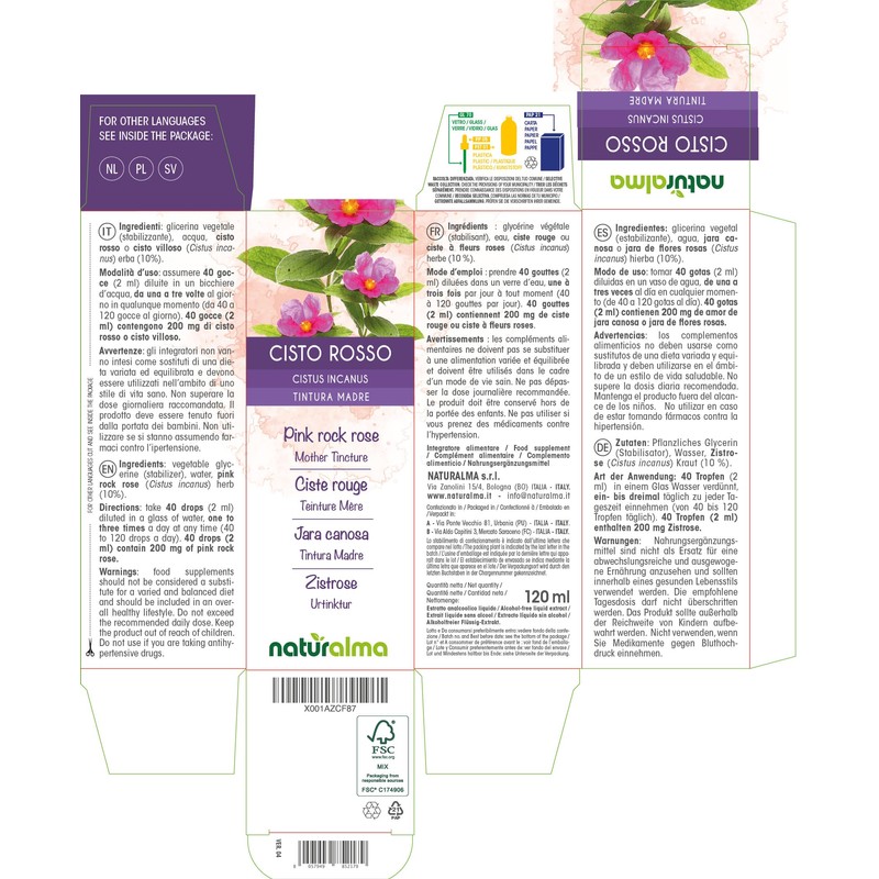 Cistus Incanus Herb Alcohol-Free Mother Tincture Naturalma Liquid Extract Drops