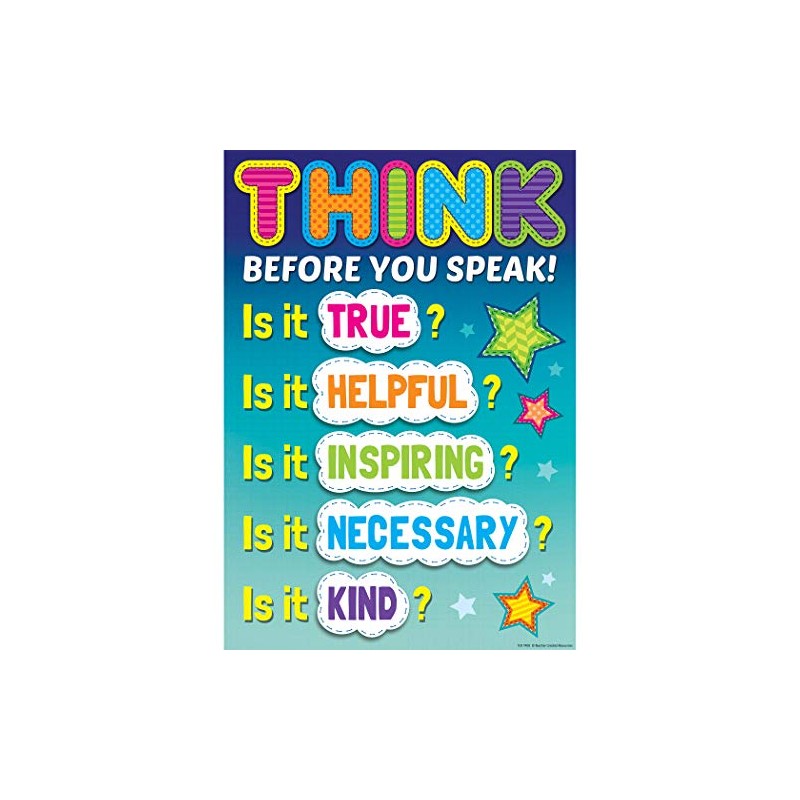 Teacher Created Resources Think Before You Speak Positive Poster 7408