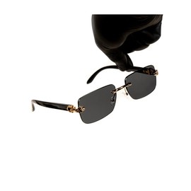 Street Knitted Luxury Gold Frame Unisex Rectangular Rimless Dark Black Tint Lens Retro 90's Stylish Leopard Head Hip Hop Sun Glasses Frameless Square Buffs Summer Shades Sunglasses For Men And Women