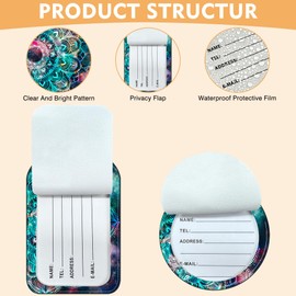 iapodiad 2 Pack Idea Luggage Tag for Suitcases Abstract Art Mandala Travel Leather Luggage Tags with Name Address Privacy Flap and Steel Loop Airport Cruise Baggage Tags (Square and Round)