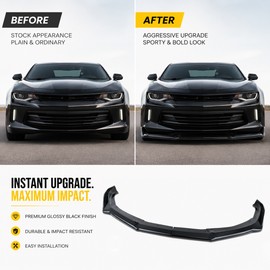 Front Bumper Lip Splitter for Chevy Camaro – 3-Piece Glossy Black ABS Chin Spoiler for Exterior Styling