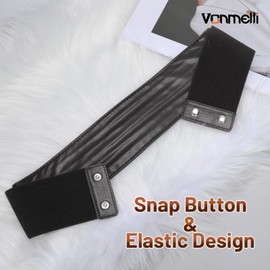 VONMELLI Elastic Wide Belts for Women Dresses Leather Waist Black Corset Belt Women Fashion Stretch Ladies Belt, L