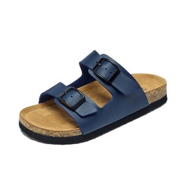 EQW - Sandalias para niños, antideslizantes, de corcho, correas ajustables para interiores y exteriores, Azul oscuro, 3 Big Kid