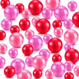 Jadive 200 Pieces Pearl for Vase Filler Pearl Beads Vase Centerpieces No Hole Pearl Vase Makeup Beads Brushes Holder for Home Wedding Table Decor, 10/14/20/30 mm (Rose Red, Pink, Light Pink)